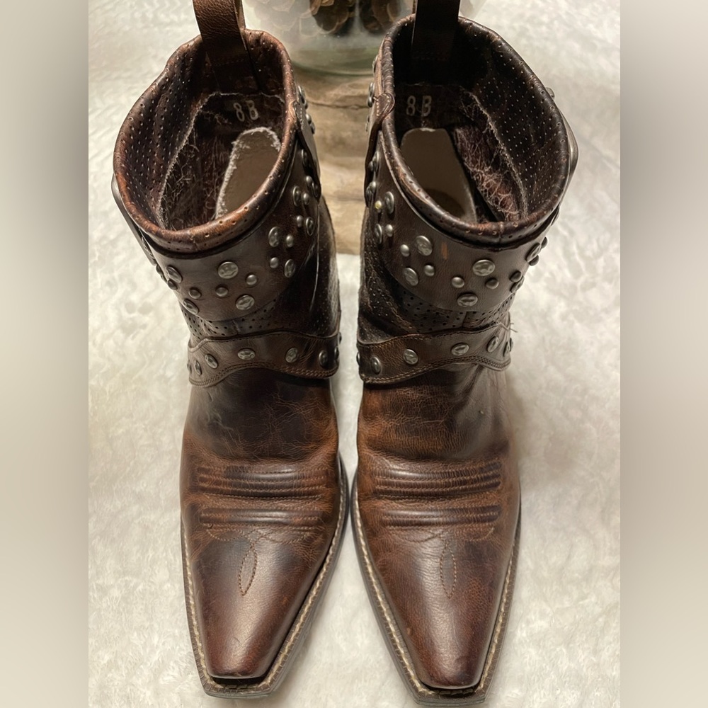 Womens Ariat studded buckle ankle cowgirl boots